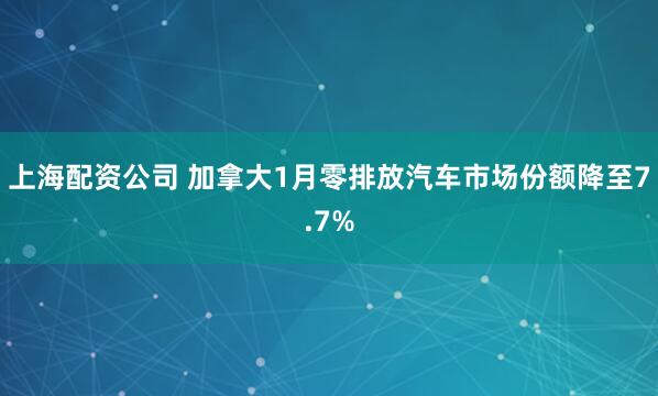 上海配资公司 加拿大1月零排放汽车市场份额降至7.7%